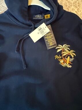 Polo by Ralph Lauren Navy Hoodie with Tropical Embroidery